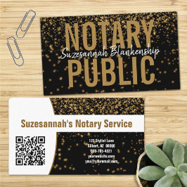 金ゴールドグリッターブラックカスタムQRコード公証人 名刺