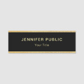 金ゴールドグリッターブラッククリエイティブテンプレートモダントレンディー 名札 (正面)