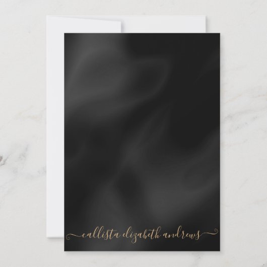 金ゴールドグリッターブラックシルクマスカレード誕生日インビタ 招待状 (裏面)