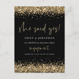 金ゴールドグリッターブラックシーズYes婚約 ポストカード