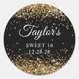 金ゴールドグリッターブラックスウィート16 ラウンドシール