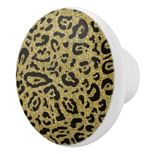 金ゴールドグリッターブラックチータヒョウアニマルプリント セラミックノブ (右)