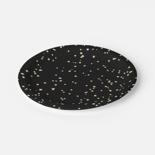 金ゴールドグリッターブラックニューイヤー ペーパープレート (アングル)