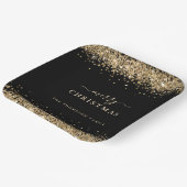 金ゴールドグリッターブラックネームメリークリスマス ペーパープレート (傾斜あり)