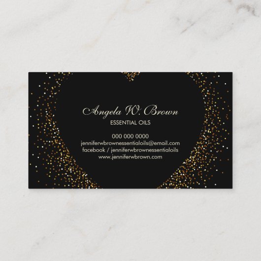 金ゴールドグリッターブラックハート 名刺 (裏面)