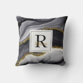 金ゴールドグリッターブラックパーソナライズ名 クッション (裏面)