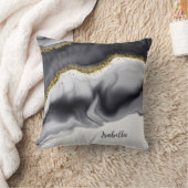 金ゴールドグリッターブラックパーソナライズ クッション (ブランケット)