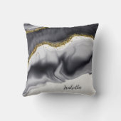 金ゴールドグリッターブラックパーソナライズ クッション (裏面)