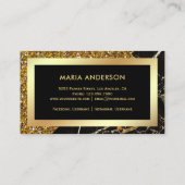 金ゴールドグリッターブラックマーブルヘアサロン化粧アーティスト 名刺 (裏面)