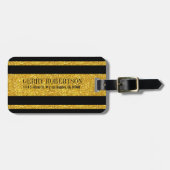 金ゴールドグリッターブラック化粧ストライプ品 ラゲッジタグ (正面横)