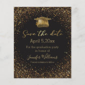 金ゴールドグリッターブラック卒業は日付を保存 チラシ (正面)