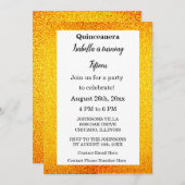 金ゴールドグリッターブラック文字キンセアニェラ15th誕生日 招待状 (正面/裏面)