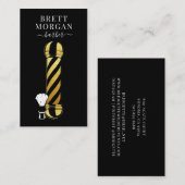 金ゴールドグリッターブラック理容師ポール理容師ビジネスCa 名刺 (正面/裏面)