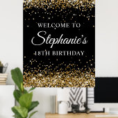 金ゴールドグリッターブラック18thバースデーパーティーへようこそ ポスター (ホームオフィス)