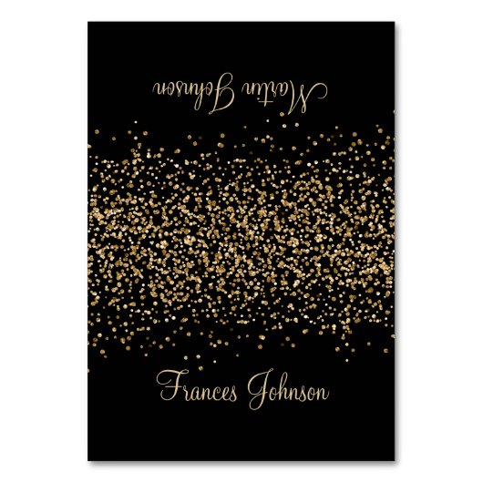 金ゴールドグリッターブラック2つの名前座席表 テーブルナンバー (正面)