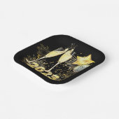 金ゴールドグリッターブラック2023年新年のイブパーティー ペーパープレート (傾斜あり)