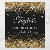 金ゴールドグリッターブラック21歳 ワインラベル (シングルラベル)