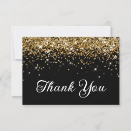 金ゴールドグリッターブラック50誕生日 サンキューカード