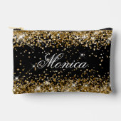 金ゴールドグリッターブラック アクセサリーポーチ (正面)
