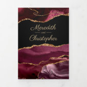 金ゴールドグリッターブルガンディアゲテ結婚ゲード 三つ折り招待状 (カバー)