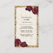 金ゴールドグリッターブルゴーニュカスタムフローラケーキベーカリー 名刺 (裏面)