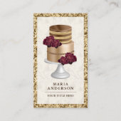 金ゴールドグリッターブルゴーニュカスタムフローラケーキベーカリー 名刺 (正面)