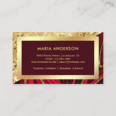 金ゴールドグリッターブルゴーニュ赤大理石メイクアップアーティスト 名刺 (裏面)