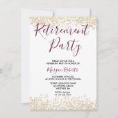 金ゴールドグリッターブルゴーニュ退職パーティー 招待状 (正面)