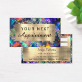 金ゴールドグリッターブルーオパールアポイントメントカード (デスク)