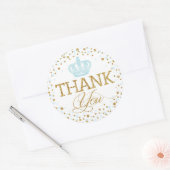 金ゴールドグリッターブルークラウンプリンス王室のベビーシャワー ラウンドシール (封筒)