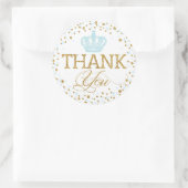 金ゴールドグリッターブルークラウンプリンス王室のベビーシャワー ラウンドシール (バッグ)