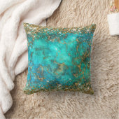 金ゴールドグリッターブルーターコイズジェムストーンファイアグラム クッション (ブランケット)