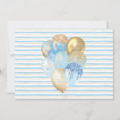 金ゴールドグリッターブルーバルーンボーイシャワー 招待状 (裏面)