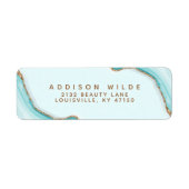 金ゴールドグリッターブルーマーブルアゲート差出人住所 ラベル (正面)