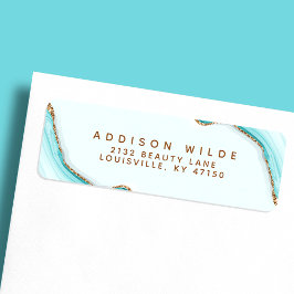 金ゴールドグリッターブルーマーブルアゲート差出人住所 ラベル