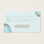 金ゴールドグリッターブルーマーブルゲートモダンギフトカード (裏面)