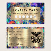 金ゴールドグリッターブルーopalロイヤリティカード (正面&裏面)