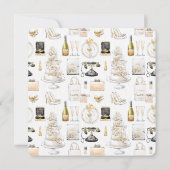 金ゴールドグリッターブロンデブライドブライダルシャワー 招待状 (裏面)