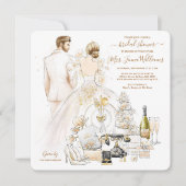 金ゴールドグリッターブロンデブライドブライダルシャワー 招待状 (正面)