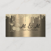 金ゴールドグリッタープライベートパーティーバーテンダー 名刺 (正面)