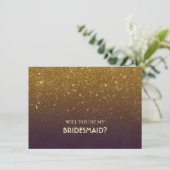 金ゴールドグリッタープラムヴィンテージウェディングブレスメイド 招待状 (スタンド正面)