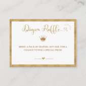 金ゴールドグリッタープリンセスベビーシャワーおむつラッフル エンクロージャーカード (正面)