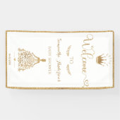 金ゴールドグリッタープリンセスベビーシャワーウェルカム 横断幕 (横)