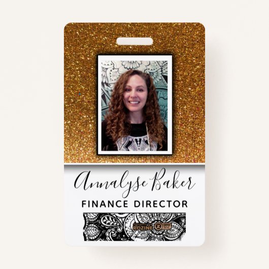 金ゴールドグリッタープロフェッショナルCNAナースDr写真名 バッジ (正面)