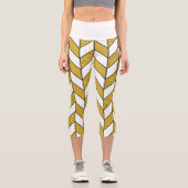 金ゴールドグリッターヘリンボーンシェブロン カプリレギンス (正面)