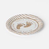 金ゴールドグリッターベビー足ベビーシャワーパーソナライズされた ペーパープレート (アングル)