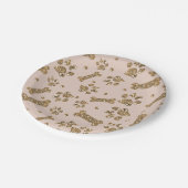 金ゴールドグリッターベージュ赤面ペットポーボーンパピードッグ ペーパープレート (アングル)