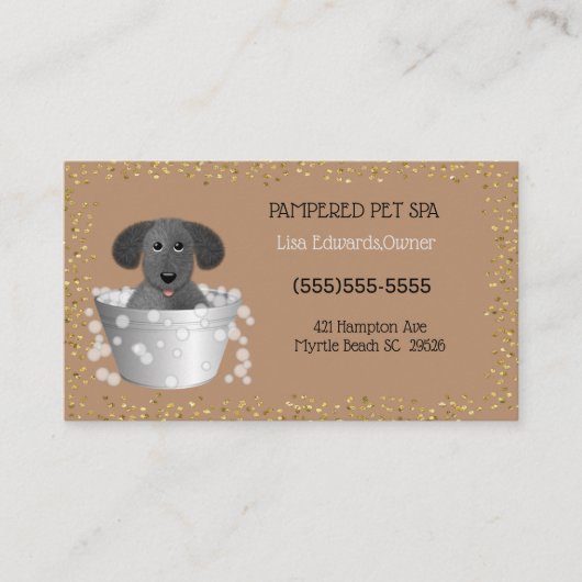 金ゴールドグリッターペット入浴及びグルーミングアポイントメント 予約カード (正面)