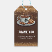 金ゴールドグリッターホットチョコレートウィンターベビーシャワー ギフトタグ (正面)