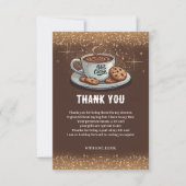 金ゴールドグリッターホットチョコレートウィンターベビーシャワー サンキューカード (正面)